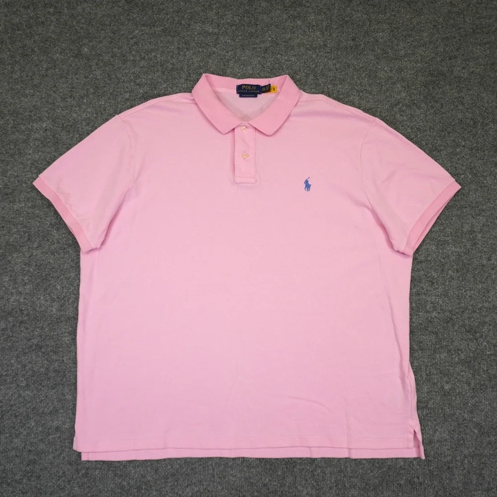 Polo Ralph Lauren Polo Shirt Mens XXL Pink Custom Slim Fit Short Sleeve